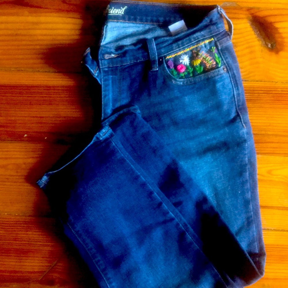 Custom embroidered Old Navy Boyfriend jean size 10